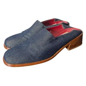 Donald J Pliner Block Heel Denim Mules Womens 6 Blue Jean‎ Slip On Loafers